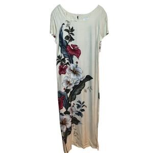 Made in Hawaii Tropical Floral Maxi Sheath Dress Iolani Classics Size Large